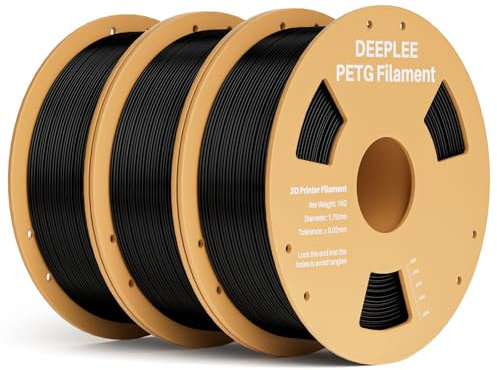 DEEPLEE PETG Filament 1.75mm, 3D Drucker PETG Filament Maßgenauigkeit +/- 0.02 mm für die meisten FDM 3D Drucker, Schwarz 3KG