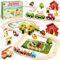 Lehoo Castle Holzeisenbahn, Eisenbahn Kinder, Holz Bauernhof Spielzeug ab 3 Jahre, Zug Spielzeug für Kinder ab 3 4 5