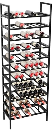 MetaloPro Weinregal Jerez – Schwarzes Metallregal Für 77 Weinflaschen, Robustes Design, Ideal Für Küche, Keller Oder Bar – 170×60×30cm