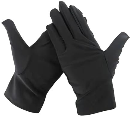 Wezalget Black Gloves for Jewelry Handling - Soft Fashionable Breathable Protective Thin Gloves - Ceremonial Waiter Costume, Art Working Photography Tool for Photo, Film, Coin, Metal Handling