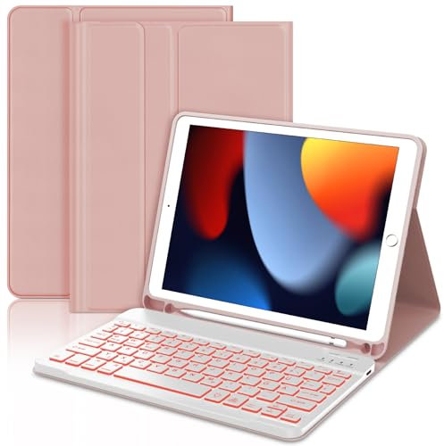 JADEMALL Tastatur Hülle für iPad 6. Generation 2018, iPad 5. Generation 2017, Pro 9.7 Zoll, Air 2 & 1, Wireless Bluetooth Tastatur QWERTZ Deutsch- Stifthalter- Schlaf/Wach