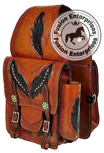 EQUIEMPRESS Western Satteltasche aus Leder für Pferde | Reitspaß, Wanderritt, geeignet für Reiten und Fassrennen | Satteltasche mit verstellbarem Riemen, Größe: 10x10x3 AZ-46