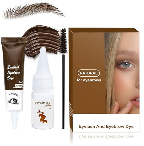 2-in-1 Eyebrow Dye Kit - Dark Brown Tint for Eyelashes & Eyebrows - Natural Long-Lasting Color - Waterproof Formula - Lasts up to 4 Weeks - Fast and Easy Application
