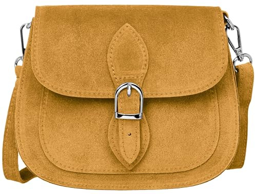 Caspar Leder Umhängetasche Dirndltasche Vintage Tasche kleine Trachtentasche Damen Handtasche aus Wildleder - CLASSIC LINE - Modell No.831 - Made in Italy