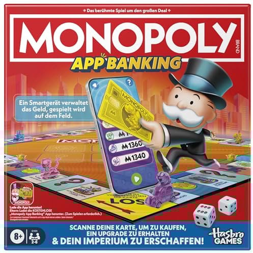 Monopoly App Banking Brettspiel - Deutsche Fassung, Moderne Version des Klassikers, elektronisches Spiel für die ganze Familie und Kinder ab 8 Jahren, für 2 bis 6 Spieler