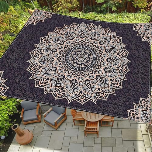 ENEN Wasserdicht Sonnensegel 1.5m/1.8m/2m Rechteckig, Sonnensegel Sonnenschutz Wetterfest UV Schutz Markise Schattennetz für Terrasse Balkon Camping, 3D Traum Mandala (Retro,2x2.4m)