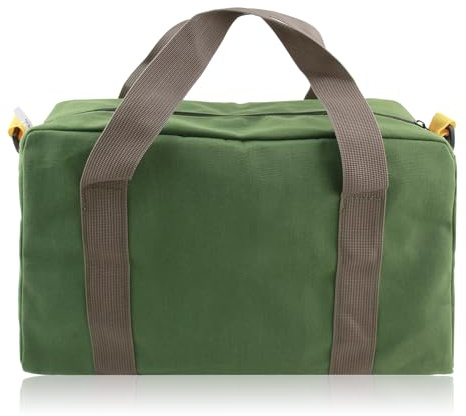 Werkzeugtasche Leer Mittel 36cm (14 Zoll), Canvas Werkzeugtasche mit Weitem Maul, Verschleißfeste Handwerkertasche für Techniker & Heimwerker, Tragbare Werkzeugaufbewahrung mit Innentaschen.Armeegrün