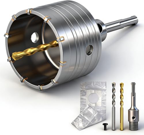 Steckdosenbohrer 82mm, Hohl-Bohrkrone Set Dosenbohrer 68mm mit SDS plus Adapter 110mm und Zentrierbohrer 8x110mm, Hammerschlagfest, Dosenbohrer, Lochsäge, Steckdosenbohrer, für Bohrhämmer