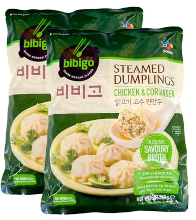 Bibi-go's Steamed Chicken Coriander Dumplings Frozen Asian Appetizer Microwave Ready Origin Korea 560g Pack Of 2