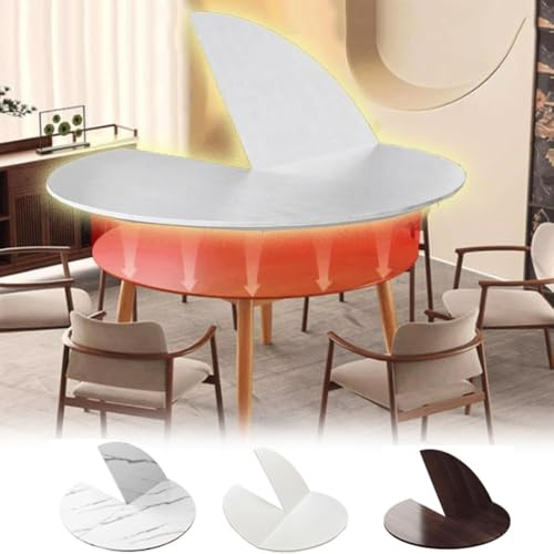 ZIUSFAC Prolunga Da Tavolo Pieghevole Prolunga Per Tavolo Robusto 130 140 150 180cm Piano Mobile Grande Piano Rotondo Per Feste(White,130cm/51in)