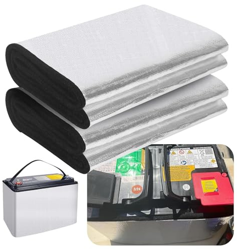 ACESOME Car Battery Insulation Kit, Battery Insulations Blanket, Multi Purpose Foil Insulation, Insulation Cotton + Aluminum Foil, Extreme Temperature Protection, 40.16×7.09inch (2)