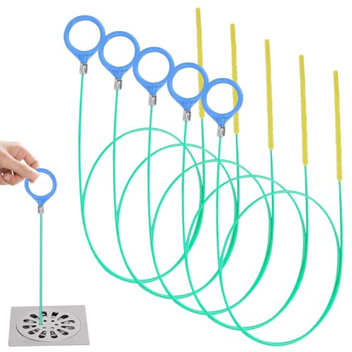 35 Inch Drain Unblocker Tool, Drain Unblocker, Snake Sink Unblocker Tool for Sink, Bathroom Tub, Shower, Sewer, Shower Drain Unblocker Cleaning Brush Long/Flexible/Thin (5 Pack)