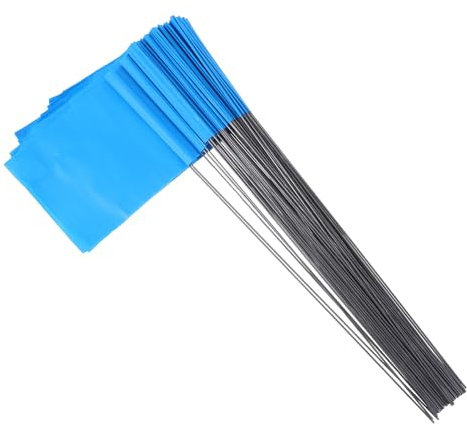 HIAKDOFT Lot De 100 Drapeaux De Marquage Bleus Piquets En Fil D'Acier Drapeaux De Repérage Pour Chantier Jardin Et Irrigation Signalisation Sol Pour Sécurité Et Localisation