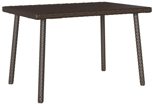 SKTQYQO Rechteckiger Gartentisch aus Polyrattan, braun, 60 x 40 x 37 cm, mit stabiler Tischplatte und Stahlrahmen für den Außenbereich, langlebig und witterungsbeständig