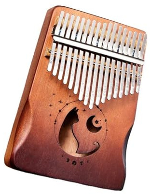 Kalimba Für Anfänger Tragbares Professionelles Musikinstrument Aus Holz Kalimba Mahagoni 17/21 Tasten(17 Keys Cat)