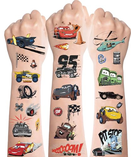 Cars Tattoos für Kinder,10 Blatt Coole Rennwagen Kindertattoos Hautfreundlich,Auto Temporäre Kinder Tattoo Jungs,Klebetattoos Kinder Sticker für Cars Thema Kindergeburtstag Mitgebsel Party Favors