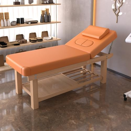 Joytar Professionelle Massageliege – Robuste, stationäre Kosmetikliege – Medizinische Therapieliege mit Gesichtsöffnung – Geeignet für Moxibustion, Tätowierungen und Massagen(Orange)