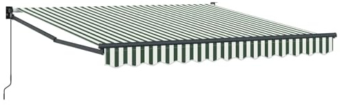 Coespram Tenda da sole a braccio articolato, 300 x 250 x 165 cm, tenda retrattile per terrazza e giardino, parasole manuale in poliestere, a righe verdi e bianche, per esterni