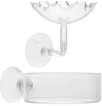 Distributeur de Crevettes en Verre avec Ventouse, Lot 2 Pièces | Facile à Nettoyer, Résistant à L’Usure, Rangement Simple, pour Aquarium et Terrarium