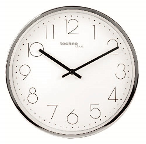 Technoline WT 7210 Moderne Filigrane Wanduhr mit edlem Metallrahmen, Silber/Chrom, Durchmesser 30 cm, 30 x 4,5 x 30 cm