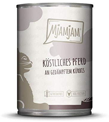 MjAMjAM Katzen Nassfutter: köstliches Pferd an gedämpftem Kürbis 6er-Pack, hoher Fleischanteil
