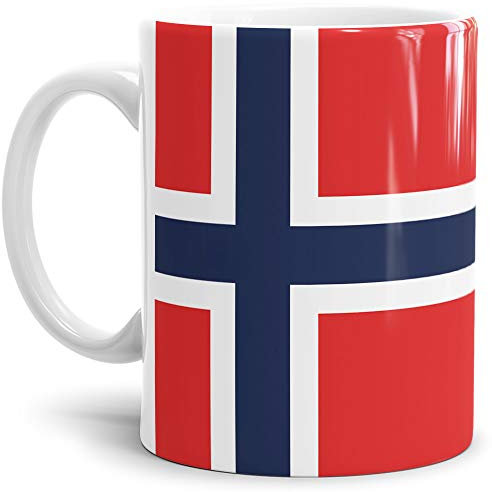 Tassendruck Flaggen-Tasse Norwegen - Kaffeetasse/Mug/Cup - Qualität Made in Germany