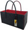 RAIKOU NEU Filztasche Shopper Holzkorb Einkaufstasche Henkeltasche Zeitungskorb Stabile Kaminholztasche Zeitungsständer auch für Spielzeug Garten Picknick Strand (Anthrazit/Rot,50 * 34 * 27cm)