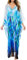 Bsubseach Women Blue Leaf Print Chiffon Beach Long Dress Loose Batwing Sleeve Bathing Suit Cover Up Beachwear
