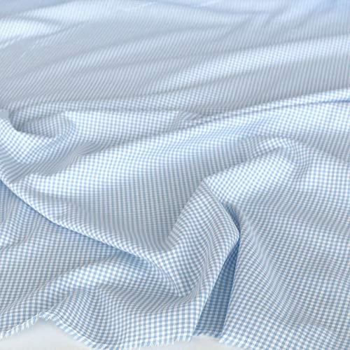 TOLKO 50cm Baumwollstoff Meterware kariert | Landhaus Karo Stoff als Kleiderstoff Dekostoff Vorhang Gardine Kissen Schürze Bezugsstoff 150cm breit Baumwoll-Stoffe zum Nähen (Hell Blau)