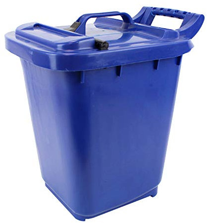 Kerbside Compost Caddy with Locking Lid - Dark Blue - for Food Waste Recycling (23 Litre) - Plastic Bin with Composting Guide