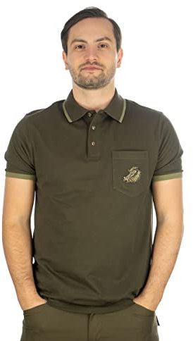 OS Trachten Herren Poloshirt Kurzarm Jagdshirt mit Polokragen Sonky, Größe:4XL, Farbe:Oliv