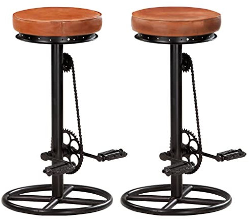 vidaXL 2X Barhocker Barstuhl Tresenhocker Bistrohocker Thekenhocker Küchenhocker Bar Stuhl Hocker Tresenstuhl Thekenstuhl Schwarz Braun Echtes Ziegenleder