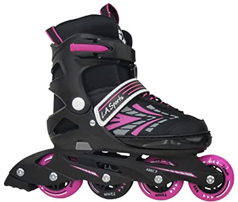 Inliner Skate Soft Kinder Jugend Damen Größenverstellung 5 Größen verstellbar (37-41, Stripes pink)
