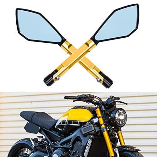 DREAMIZER 8mm 10mm Motorrad Rückspiegel, Motorrad Seitige Rückspiegel Für XJ6 R1 R6 FZ6 F800 F650 MT03 MT07 MT09 Z750 Z1000 ER-6N TNT TRE Monster(Gold)