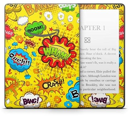 Skins4u Aufkleber Design Kratzer Schutz Folie Vinyln Skin kompatibel mit Amazon Kindle Paperwhite 6,8 Zoll Comics gelb