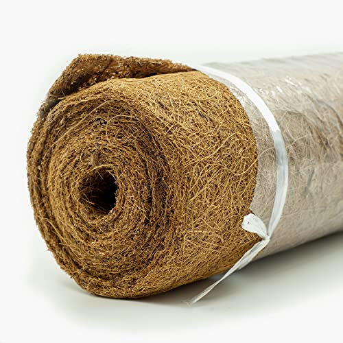 Rollo de forro de coco Yarrdfir de 12 x 80 pulgadas para maceta de flores de coco natural, tapete de fibra de coco natural, decoración de jardín, almohadilla para mascotas