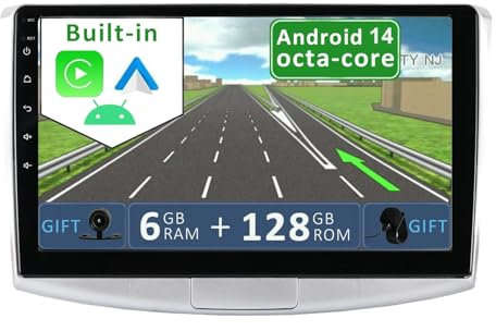 YUNTX Android 14 [6GB+128GB] 2 DIN Autoradio para VW Passat B6/B7 Magotan/CC (2010-2015)-[Integrado CarPlay/Android Auto/DSP/GPS]-Cámara&Mic-Soporte Dab/Control del Volante/Arranque rápido/BT 5.0/USB