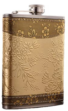 DHinkyoung Flasque vintage personnalisée de 236,8 g pour homme/femme, bouteille à whisky portable anti-fuite pour escalade, camping, barbecue, bar, fête, buveur (motif doré)