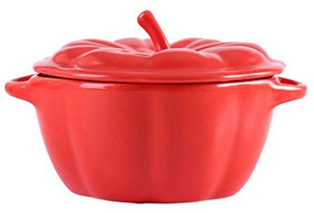 Bol à soupe, bols à ragoût, tasses à bouillon, bols à soupe avec poignées, tasse à soupe micro-ondes avec couvercle, bols à soupe à l'oignon français, bol à citrouille-rouge-16x14x10cm, 450ml ( Color