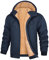 UMIPUBO Felpa Uomo Felpa con Cappuccio Fodera in Pile Invernale Giacca con Zip Caldo Manica Lunga Termica Fleece Pullover Hoodie Sweatshirt con Cerniera Cappotto da Uomo (Marina Militare, L)