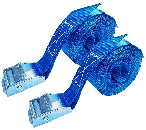 2 x Zurrgurt Klemmschloss 2,5 x 400 cm Spanngurt Gurtband Ladungssicherung (blau)