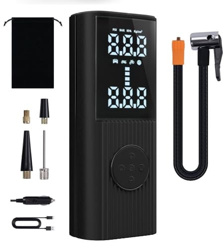 PARKVISION Elektrische Luftpumpe 7500mAh Akku Luftpumpe Fahrradpumpe,150PSI Tragbarer Akku Kompressor mit LED-Licht, duale Lademodi Reifenpump für Auto,Fahrrad, Motorrad,Bälle,als Powerbank