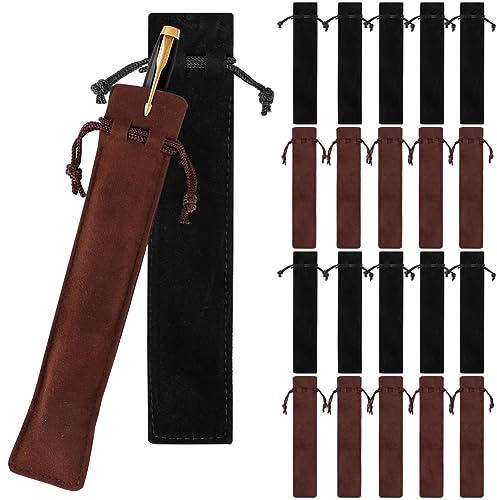 Geieold 100 Pcs Velvet Pen Pouch Bags Drawstring Pen Sleeve Holders Multipurpose Pen Pouches 1.4X6.9In