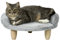 PawHut Sofa für Hunde, Katzen, Haustiere, abnehmbar, waschbar, Bezug aus Plüsch, Füße aus Kiefernholz, robust, 47 x 40 x 20 cm, Grau