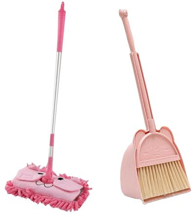 rockible Mini Balai avec Pelle à Poussière, Ensemble de Jouets de Nettoyage pour Tout-Petits, Ensemble de Jouets de Nettoyage de Maison pour Enfants, Cadeaux D, Rose