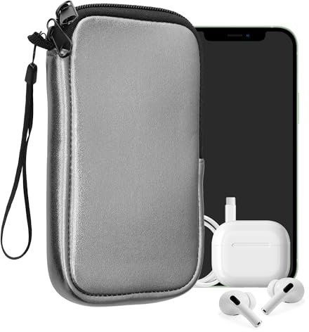 kwmobile Handytasche für Smartphones L - 6,5 - Neopren Handy Hülle Metallic Grau - Handy Tasche 16,5 x 8,9 cm Innenmaße