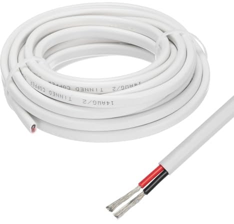 sourcing map 2 Core 14AWG Duplex Marine Wire 20 Ft Rame Stagnato Isolato Cavo Barca con Rivestimento in PVC per Automobili Barche Marine Altoparlanti