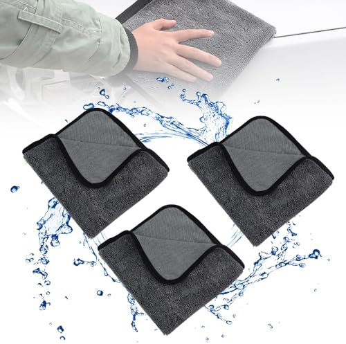 songyea 3 Stück XXL Trockentuch, Fast Dry Trockentuch 40 x 40 cm, Mikrofasertuch mit gedrehtem Flor für Wasserentfernung in Dusche und Bad