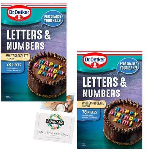 Edible Alphabet Cake Decoration Bundle with Dr Oetker Chocolate Letters and Numbers 2 Pack + Brightdale Kitchen Booklet