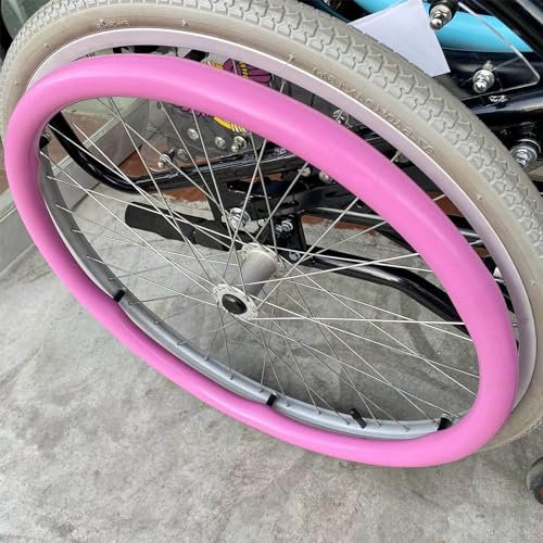 OAUKA Cubiertas De Aro para Silla De Ruedas 24 Pulgadas/22Pulgadas,Antideslizantes Silicona Cubiertas for Llantas de Empuje for Silla de Ruedas,Resistentes Al Desgaste,Rosado,22in